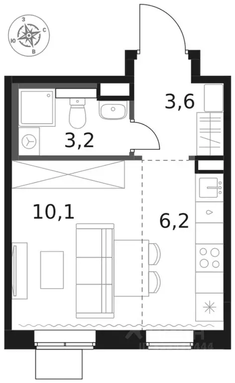 Студия Московская область, Химки Клязьма-Старбеево мкр, Международный ... - Фото 1
