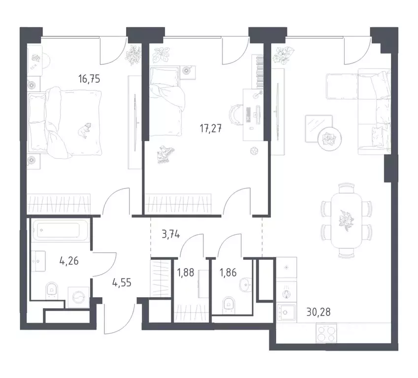 2-к кв. Москва Квартал на воде жилой комплекс, к5 (80.59 м) - Фото 1