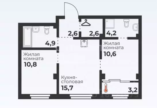 2-к кв. Челябинская область, Челябинск Отрадная ул., 25с1 (54.4 м) - Фото 1