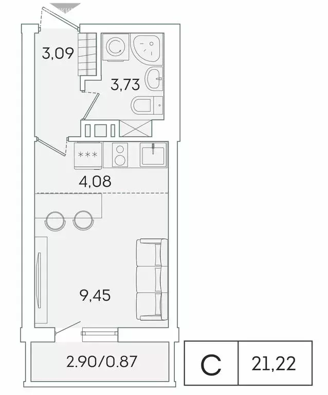 Квартира-студия: Мурино, Графская улица, 6к4 (20.4 м) - Фото 0