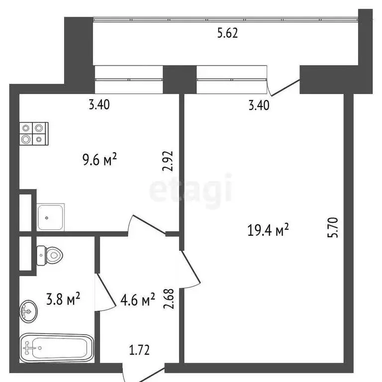 1-комнатная квартира: Омск, посёлок Амурский, 20-я Амурская улица, 53 ... - Фото 1