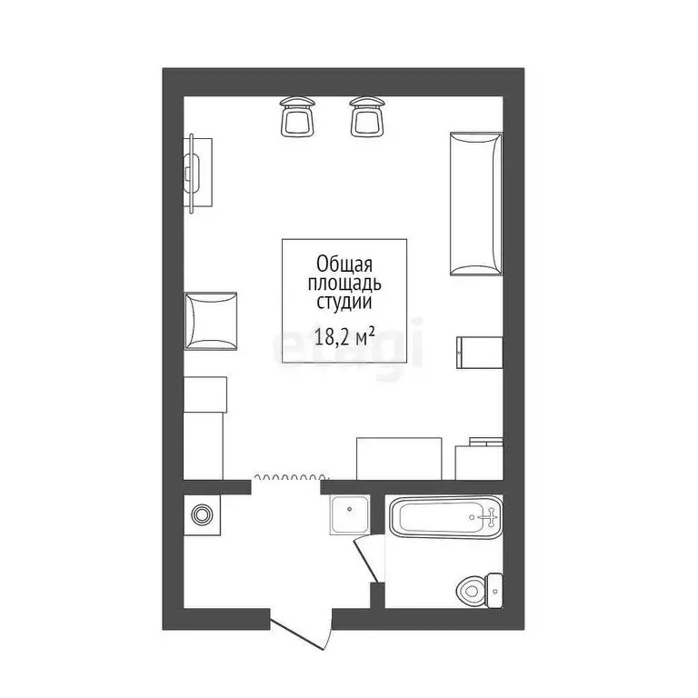 Квартира-студия: Томск, проспект Фрунзе, 126 (18.2 м) - Фото 0