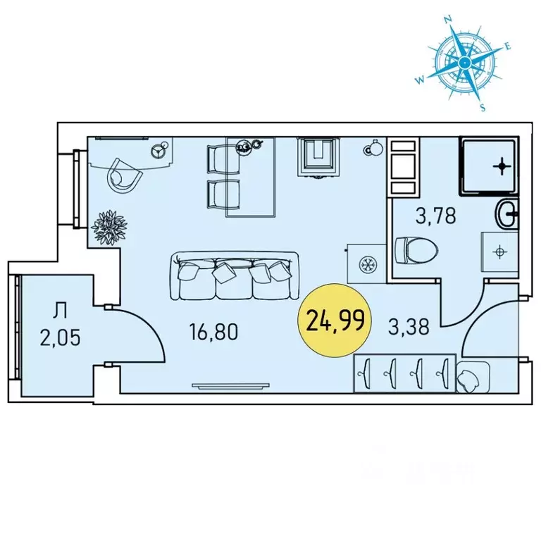 Студия Архангельская область, Архангельск Котласская ул., 30 (24.99 м) - Фото 1