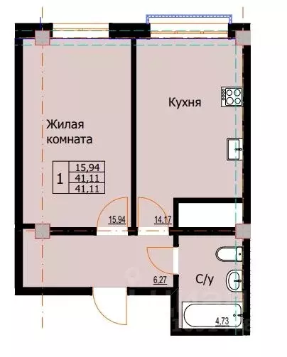 1-к кв. Ставропольский край, Ессентуки  (41.11 м) - Фото 0
