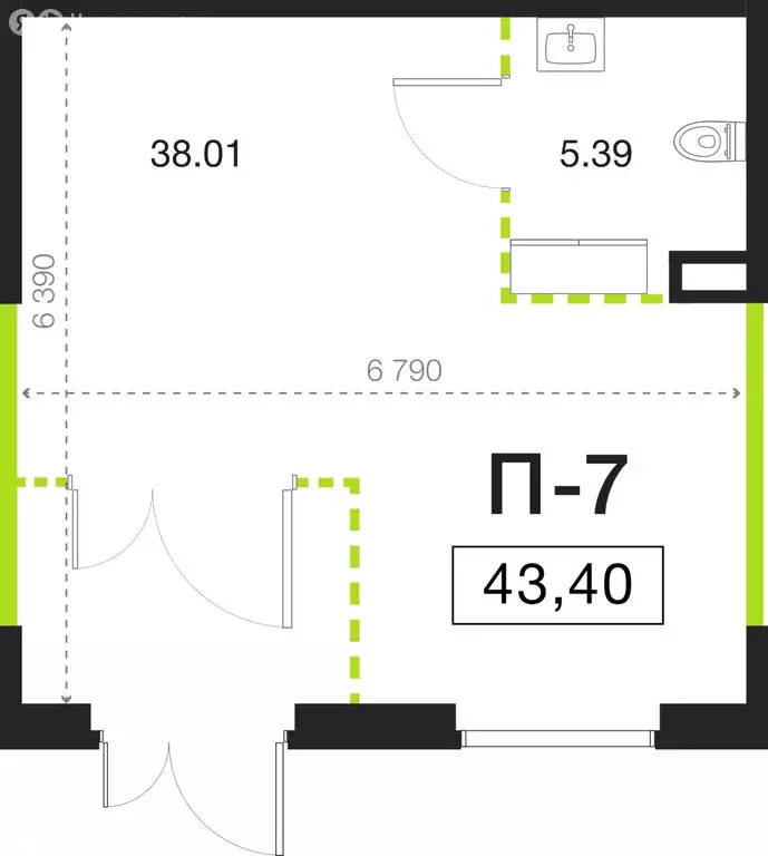 Помещение свободного назначения (43.4 м) - Фото 1