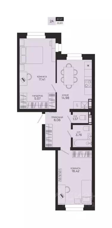 2-к кв. Ханты-Мансийский АО, Сургутский район, Федоровский городское ... - Фото 1