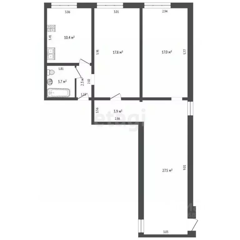 2-к кв. Хабаровский край, Комсомольск-на-Амуре Магистральное ш., 43 ... - Фото 2