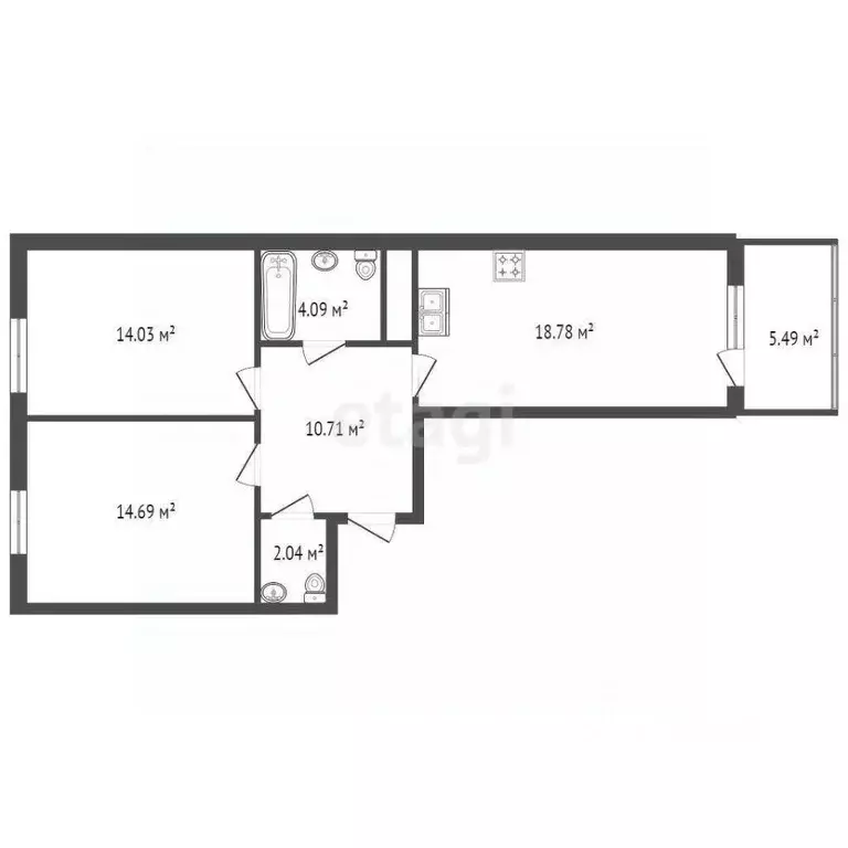 2-к кв. Санкт-Петербург наб. Миклухо-Маклая, 1к1 (65.0 м) - Фото 1