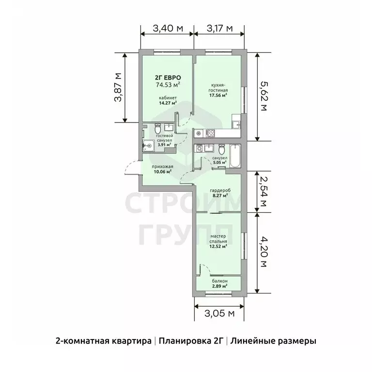 2-комнатная квартира: Ковров, Озёрная улица, 35 (74.53 м) - Фото 1