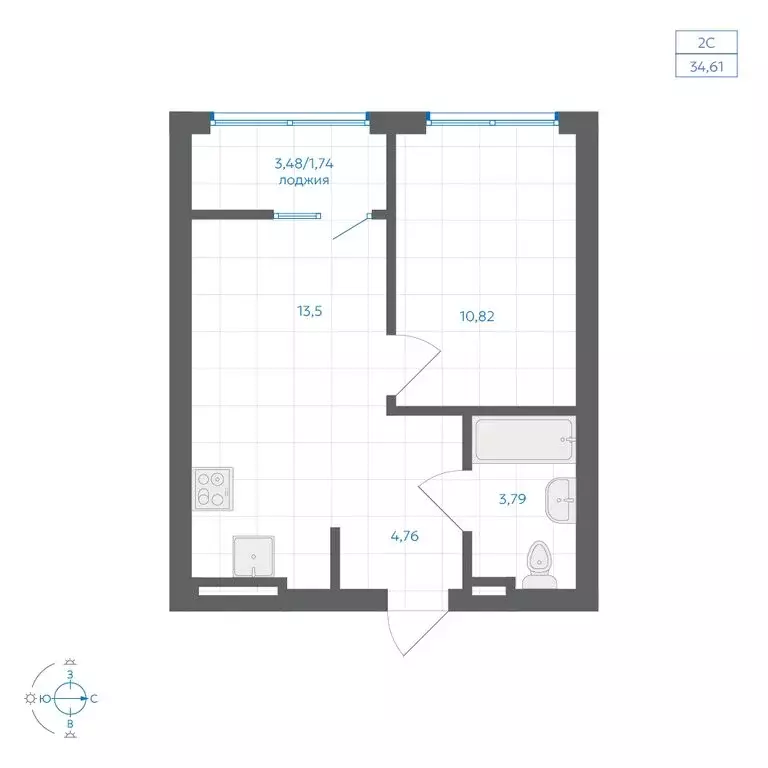 1-комнатная квартира: Челябинский городской округ, посёлок ... - Фото 0