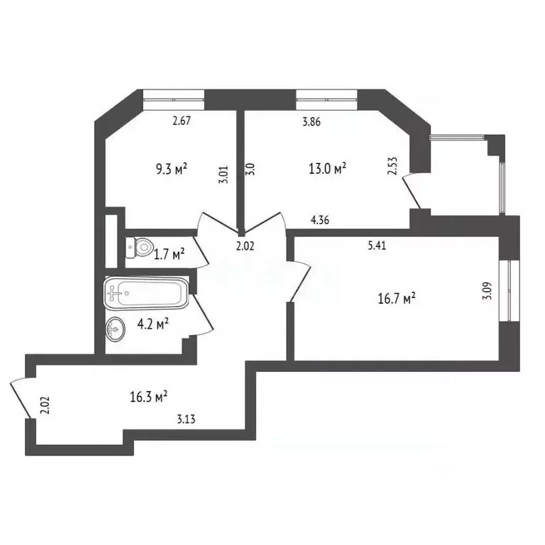 2-к кв. Калужская область, Калуга ул. Дружбы, 8к1 (61.2 м) - Фото 2