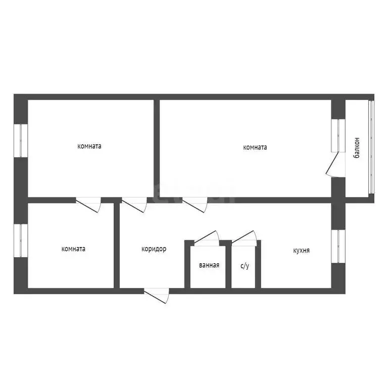 1к в -комнатной квартире (17 м) - Фото 1