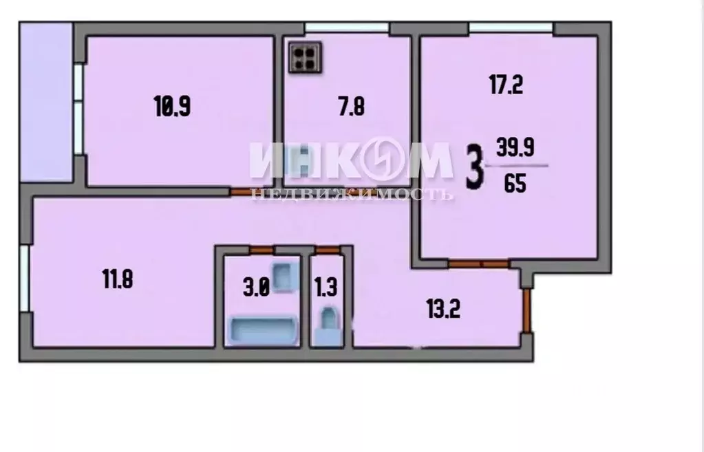 3-к кв. Москва Краснобогатырская ул., 21 (65.0 м) - Фото 1