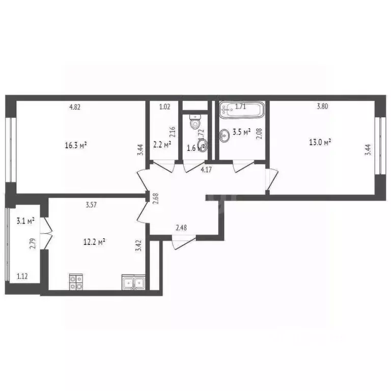 2-к кв. Москва Ленинградское ш., 228к3 (58.0 м) - Фото 2