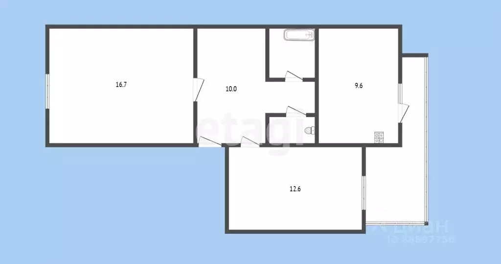 2-к кв. Карачаево-Черкесия, Черкесск ул. Космонавтов, 42 (53.8 м) - Фото 1