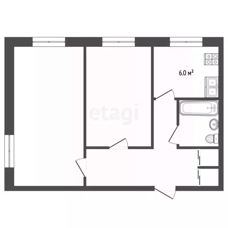 2-к кв. Московская область, Воскресенск городской округ, с. Федино 13 ... - Фото 2