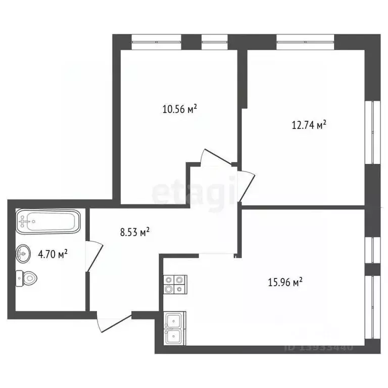 2-к кв. Тюменская область, Тюмень Харьковская ул., 72А (52.9 м) - Фото 1