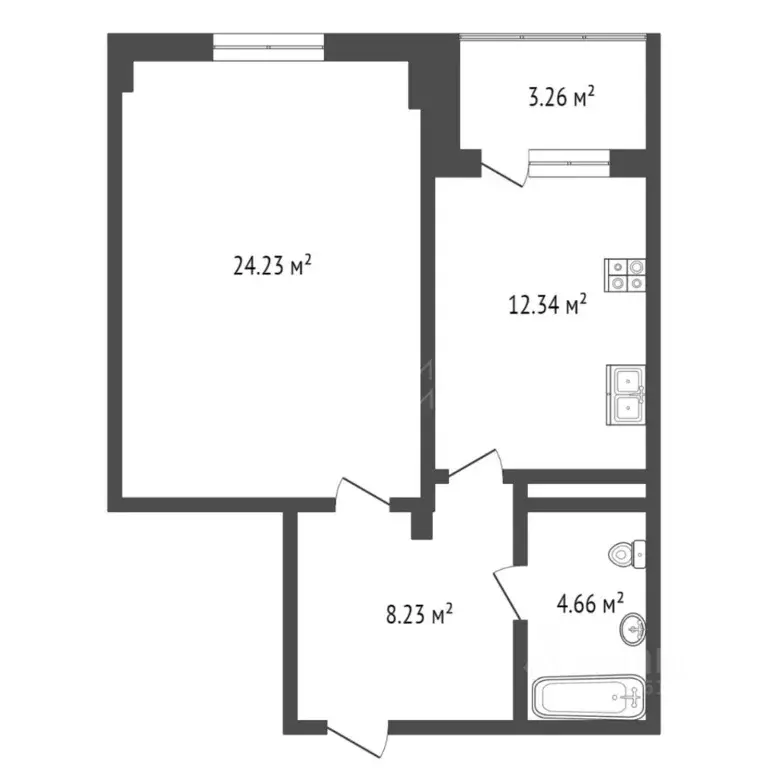1-к кв. Тюменская область, Тюмень Широтная ул., 193 (49.0 м) - Фото 2