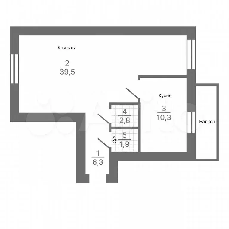 1-к. квартира, 61,5 м, 1/7 эт. - Фото 1