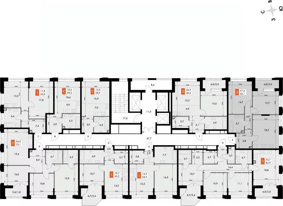 2-к кв. Нижегородская область, Нижний Новгород Черниговская ул. (62.1 ... - Фото 1