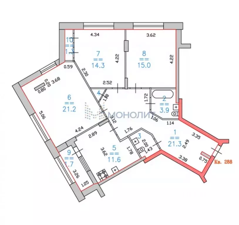 3-к кв. Нижегородская область, Нижний Новгород ул. Владимира ... - Фото 1