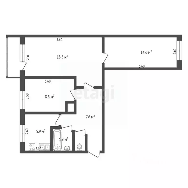 3-к кв. Ростовская область, Батайск ул. Мира, 195 (58.1 м) - Фото 1