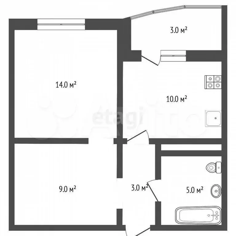 2-к. квартира, 41 м, 4/14 эт. - Фото 0