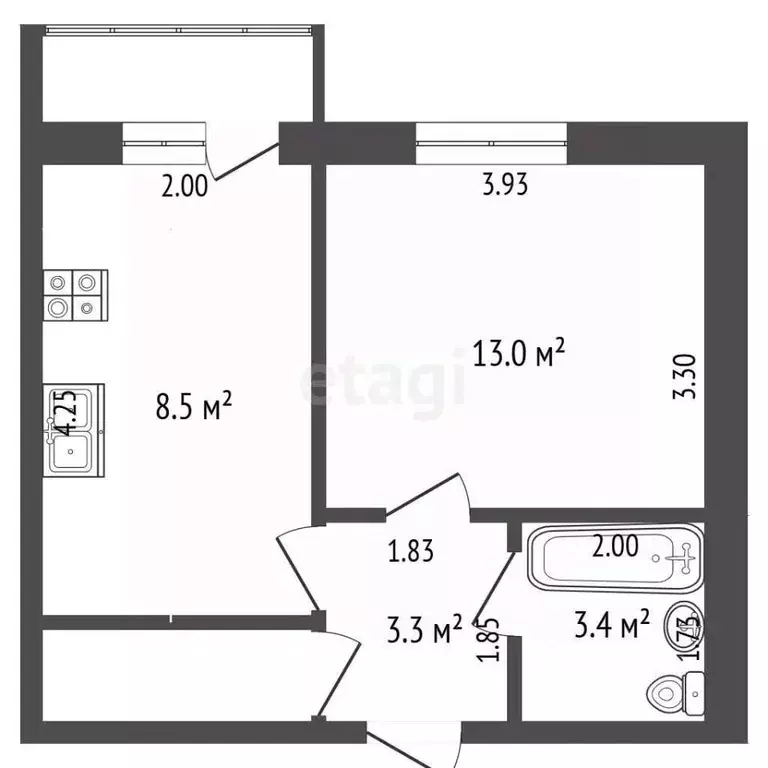 1-к кв. Чувашия, Чебоксары ул. Мичмана Павлова, 37 (30.2 м) - Фото 2