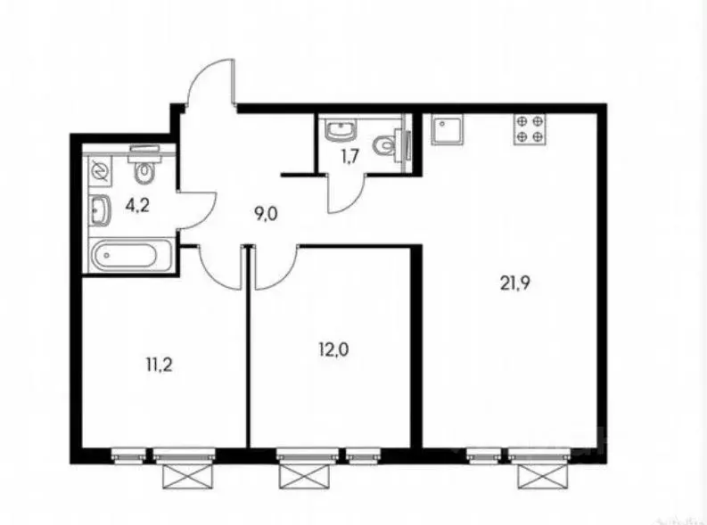 2-к кв. Московская область, Красногорск ул. Видная, 3 (59.6 м) - Фото 2