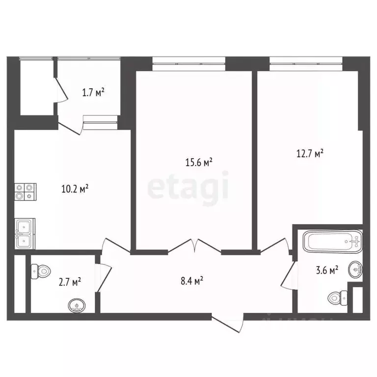 2-к кв. Москва Строительный проезд, 9 (54.9 м) - Фото 2