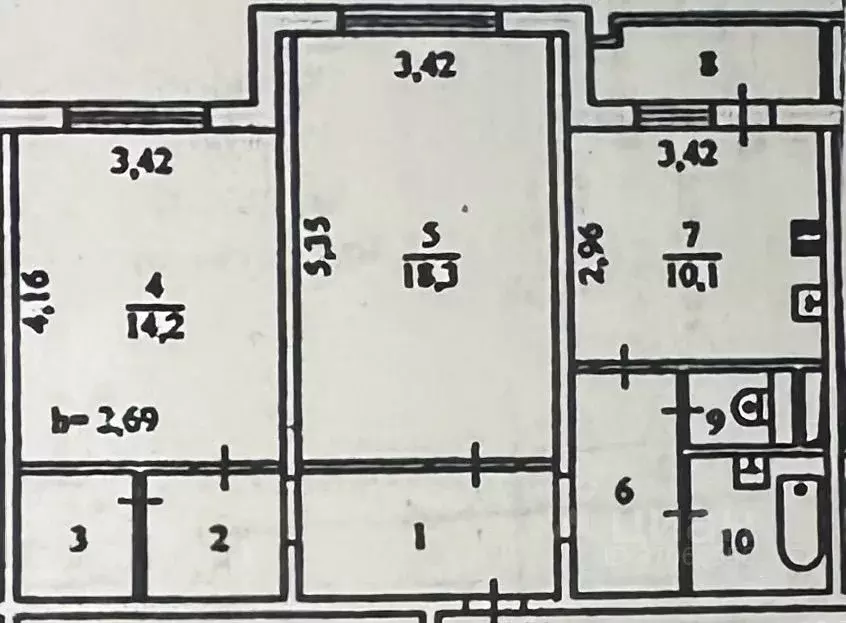 2-к кв. Московская область, Одинцово ул. Чистяковой, 18 (61.7 м) - Фото 2