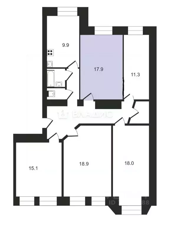 Комната Москва Большой Сергиевский пер., 11 (18.0 м) - Фото 1