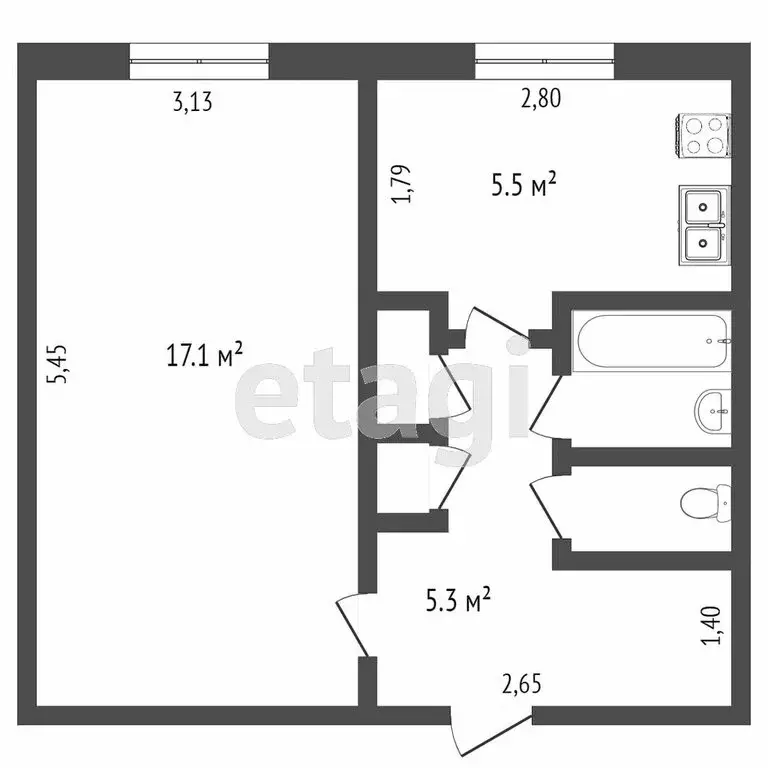1-комнатная квартира: Новый Уренгой, Ленинградский проспект, 5А (32 м) - Фото 1