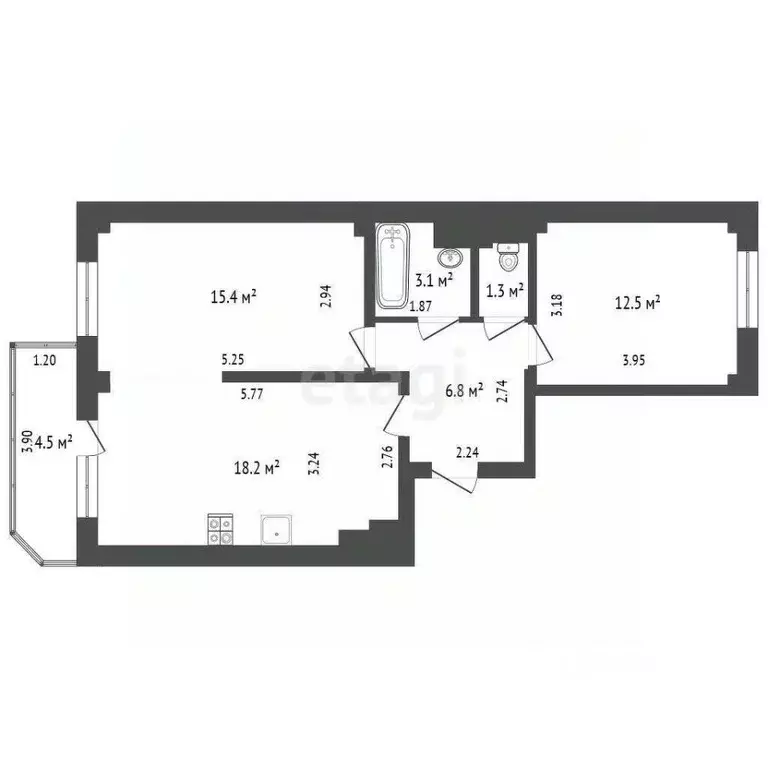 1-к кв. Ростовская область, Ростов-на-Дону бул. Платова, 20/17 (58.7 ... - Фото 2