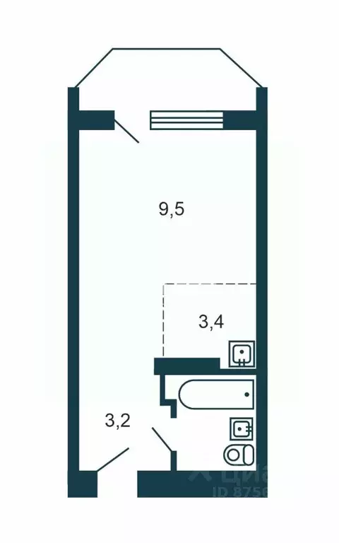 Студия Новосибирская область, Новосибирск ул. Виктора Уса, 9 (22.5 м) - Фото 2