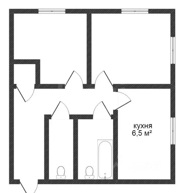 2-к кв. Калужская область, Калуга ул. Вооруженного Восстания, 1 (43.0 ... - Фото 2