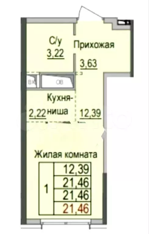 Квартира-студия, 21 м, 13/23 эт. - Фото 0