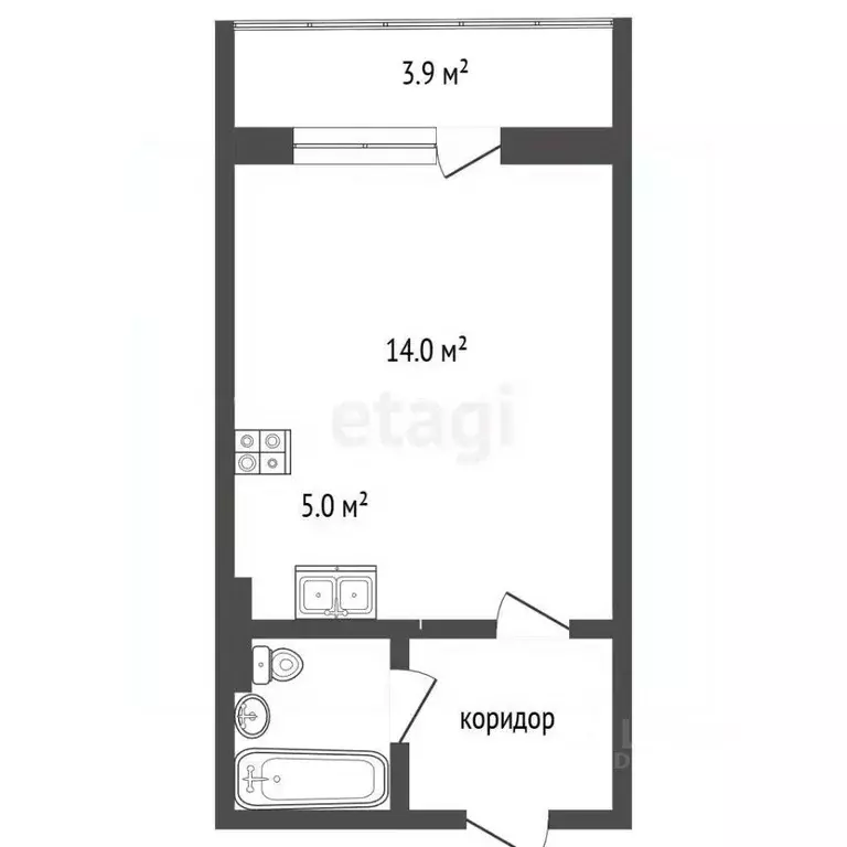 Студия Ханты-Мансийский АО, Сургут ул. Замятинская, 7/1 (23.7 м) - Фото 1