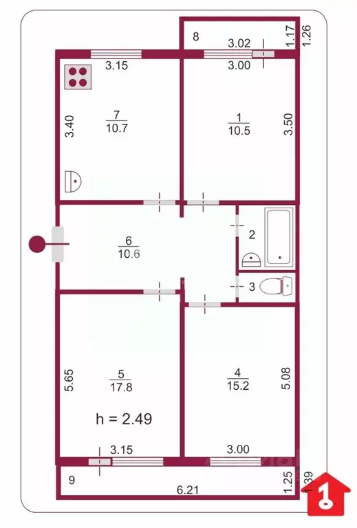 3-к кв. Омская область, Омск просп. Мира, 163к2 (68.4 м) - Фото 1