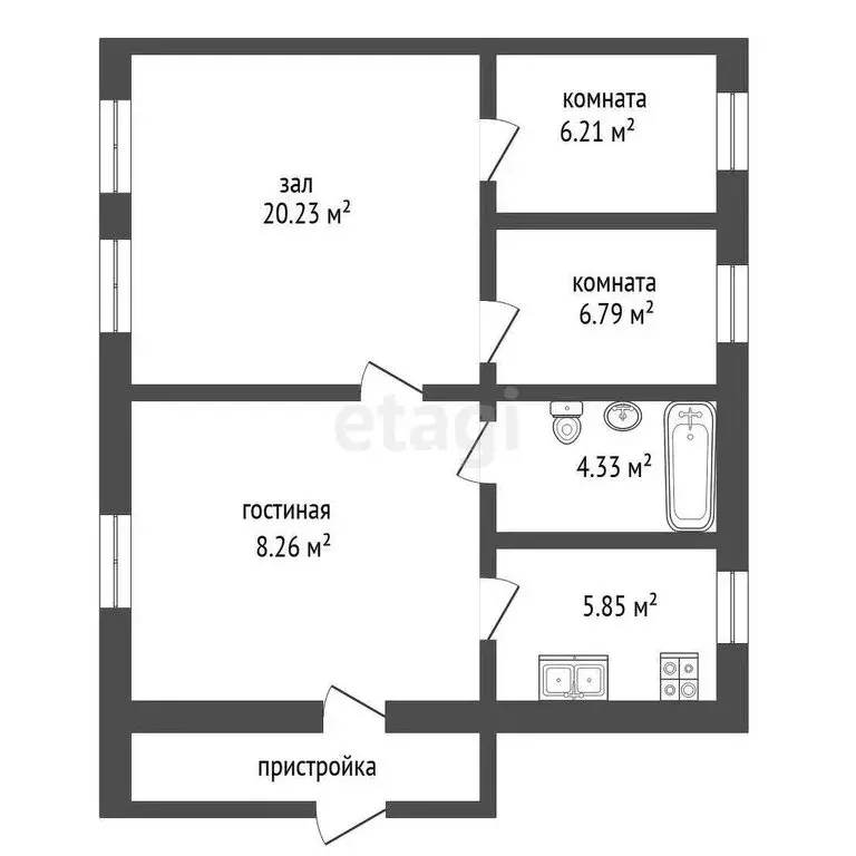 Дом в Тамбов, улица Кольцова (52.6 м) - Фото 1