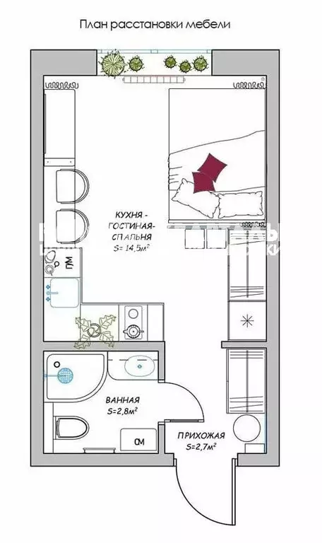 Квартира-студия: Челябинск, 2-я Эльтонская улица, 42 (18 м) - Фото 1