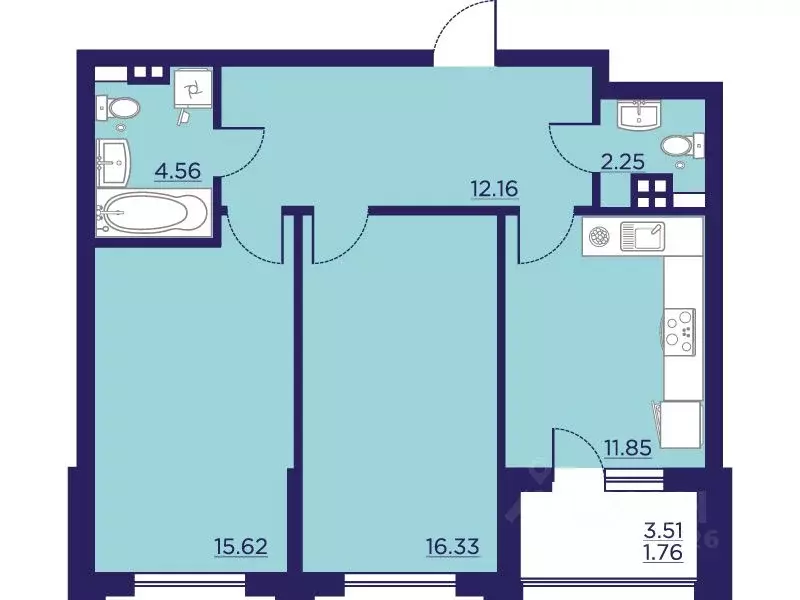 2-к кв. Воронежская область, Воронеж Учхоз кв-л, Городские сады жилой ... - Фото 1