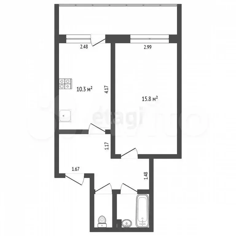 1-к. квартира, 37,9 м, 5/6 эт. - Фото 0