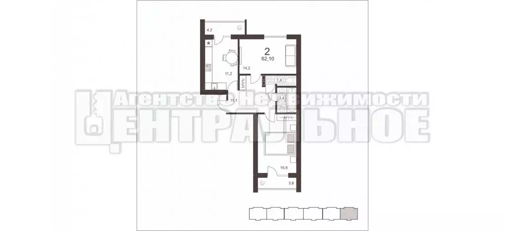 2-комнатная квартира: Смоленск, Промышленный район (62.1 м) - Фото 0