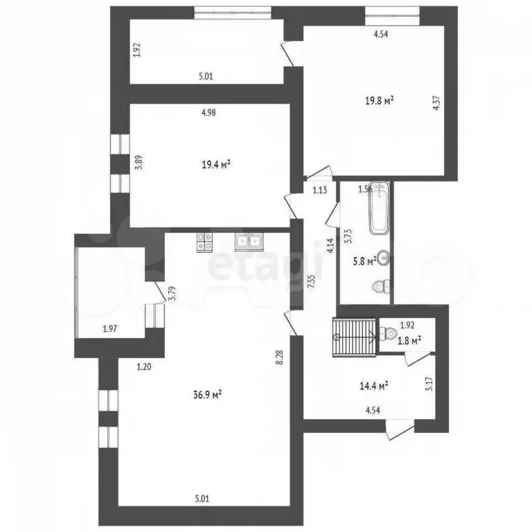 4-к. квартира, 125,5 м, 6/6 эт. - Фото 1