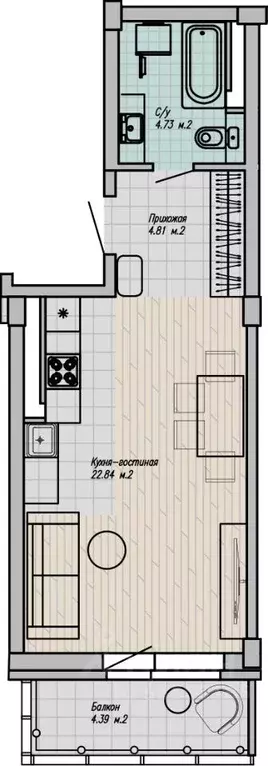 1-к кв. Свердловская область, Нижний Тагил ул. Победы, 57 (33.7 м) - Фото 1