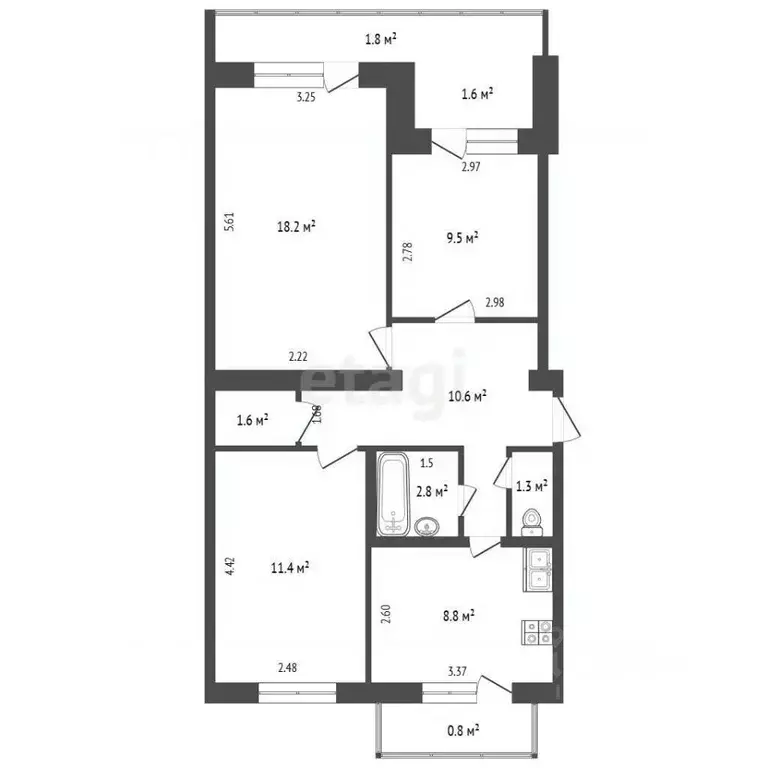 2-к кв. Крым, Феодосия ул. Одесская, 1 (64.0 м) - Фото 2