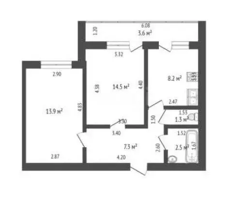 2-комнатная квартира: Стерлитамак, Коммунистическая улица, 32 (47.2 м) - Фото 0