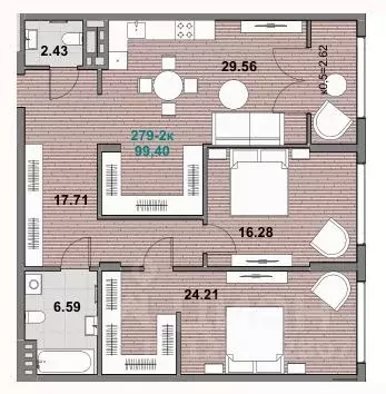 2-к кв. Калининградская область, Зеленоградск ул. Гагарина (98.0 м) - Фото 1