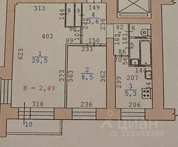 2-к кв. Свердловская область, Екатеринбург ул. Косарева, 15 (42.0 м) - Фото 0